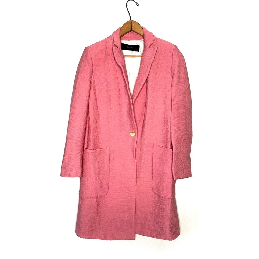 Zara | Pink Textured Weave Coat Size XS